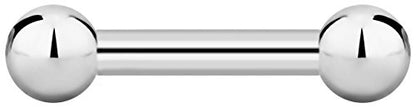Forbidden Body Jewelry nipple barbell, nipple bars, silver nipplerings piercing Surgical Steel 8g - 18g Straight Barbell Body Jewelry (Sold Individually) - style: 8G 14mm (9/16") 6mm Balls