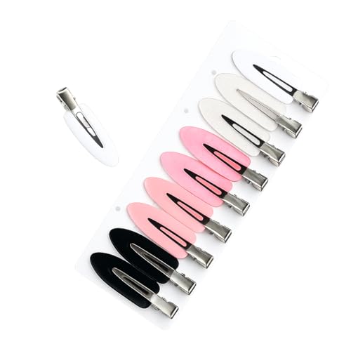 10Pcs Mini Snap Hair Clips for Bangs, No Bend Styling Barrettes, Thin Oval Sectioning Clips, Acrylic Coated Metal Hairpins for Makeup and Daily Use, Mix Color Set
