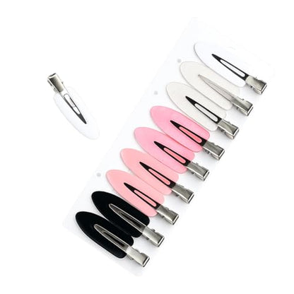 10Pcs Mini Snap Hair Clips for Bangs, No Bend Styling Barrettes, Thin Oval Sectioning Clips, Acrylic Coated Metal Hairpins for Makeup and Daily Use, Mix Color Set