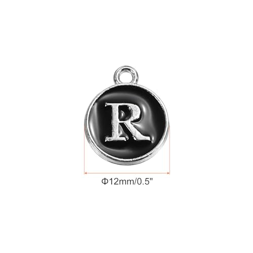 MECCANIXITY Alphabet Enamel Letter Charm Jewelry Charm Pendant for Jewelry Making, Bracelet, Craft - style: R