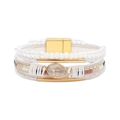 Bangle Styles Crystals Bead for Women Multiple Layer Stackable Jewelry Gift - color: F