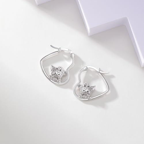 LES OSEWA Dog Animal Earrings Sterling Silver Animal Heart Hoop Dangle Earrings Cute Jewelry Gifts for Women - color: Yorkie