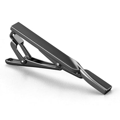 VULKIT Tie Clip Stainless Steel Gentleman Accessories Minimalist Tie Bar Clasp Clip for Business, Party, Wedding, At Work - style: C-Metal Black