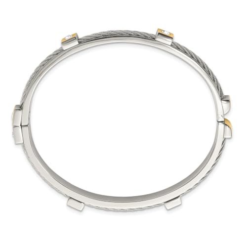 Chisel Crystal Hinged Bangle in Yellow IP-Plated Stainless Steel, 7 inch