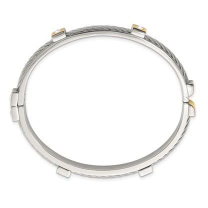 Chisel Crystal Hinged Bangle in Yellow IP-Plated Stainless Steel, 7 inch