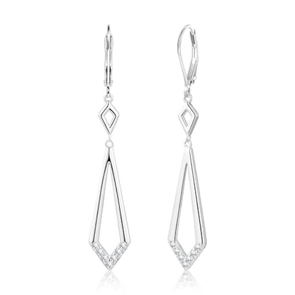 ALEXCRAFT 14K Goldplate Silver Long Rhombus Dangle Drop Earrings for Women | Trendy Hypoallergenic Lightweight Simple Daily Elegant Geometric Leverback Earrings Long Dangling Drop Earrings Boho Jewelry - color: Rhombus_Silver