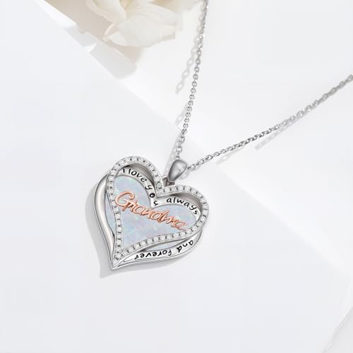 925 Sterling Silver Necklace Gifts for Women Crystal/Opal Jewelry Pendant Christmas Birthday Gift - style: Opal-Grandma