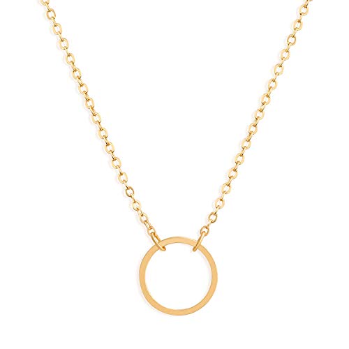 Fettero Pendant Necklace Gold Choker Layered Coin Open Karma Circle Full New Crescent Moon 14K Gold Plated Simple Dainty Necklaces for Women Jewelry Gift - style: Karma Circle