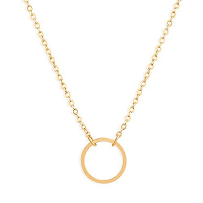 Fettero Pendant Necklace Gold Choker Layered Coin Open Karma Circle Full New Crescent Moon 14K Gold Plated Simple Dainty Necklaces for Women Jewelry Gift - style: Karma Circle