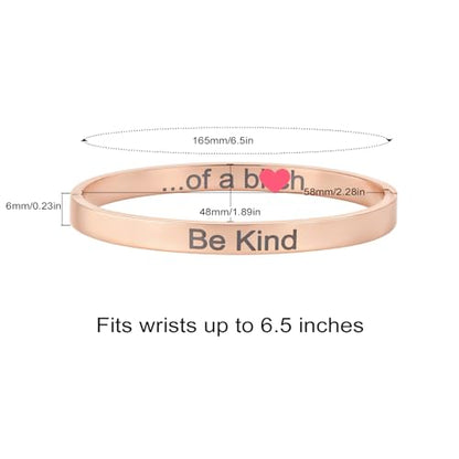 Inspirational Christian Bracelet for Women, Oval Engraved Bible Verse Love Bangle Cuff, Faith Scripture Jewelry, Religious Encouragement Gift for Mom Daughter Sister Friend - color: Be Kind-Oval Bangle Rose Gold