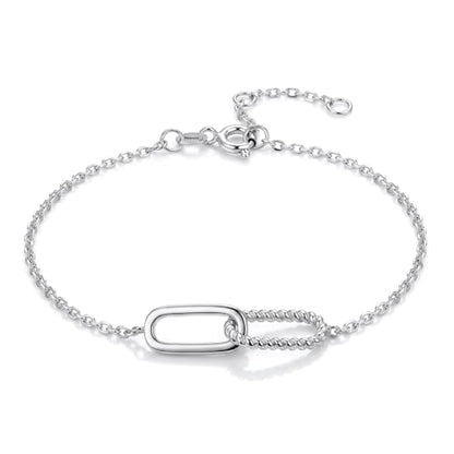 Dainty Lucky Four Leaf Clover Bracelets for Women, Trendy 14K Gold Plated Hypoallergeni Cubic Zirconia Bracelets Cute Paperclip Interlocking Adjustable Chain - color: Silver Paperclip Bracelet