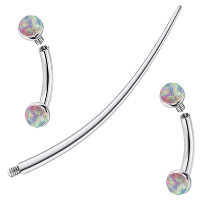 F136 Titanium 16g 6/8/10mm Opal Eyebrow/Rook/Snug/Vertical-Labret/VCH/Snake-Eyes/Anti-Tragus/Christina/Daith/Belly-Button/Bridge/Hood/Surface Curved Barbell Piercing Jewelry for Women Men - color: Pink, size: 6mm=1/4in