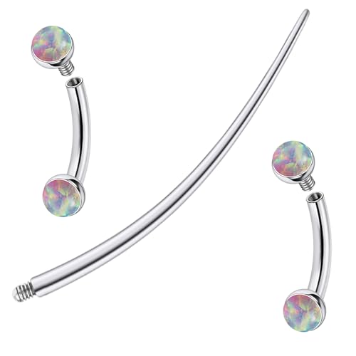 F136 Titanium 16g 6/8/10mm Opal Eyebrow/Rook/Snug/Vertical-Labret/VCH/Snake-Eyes/Anti-Tragus/Christina/Daith/Belly-Button/Bridge/Hood/Surface Curved Barbell Piercing Jewelry for Women Men - color: Pink, size: 6mm=1/4in