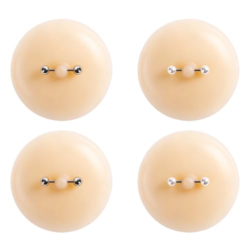 Pacify 2 Pairs Pierced Nipple Pasties | Adhesive Silicone Nipple Covers with Piercing, Reusable Pasties with Fake Nipple Rings for Women - color: A: Steel Ball+pearl