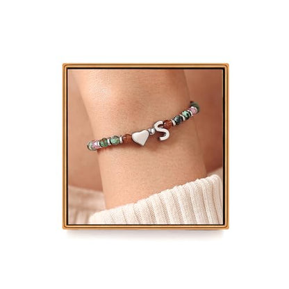 Heart Initial Bracelets for Teen Girls, Teen Girl Gifts Trendy Stuff, Christmas Stocking Stuffers for Kids, Unique Gifts for Teenage Girls on Birthday Graduation - style: S