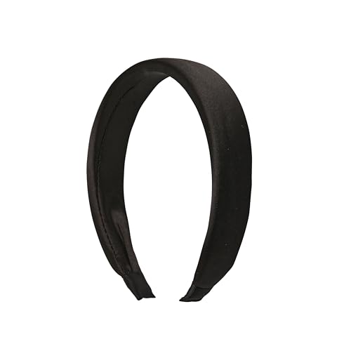Black Padded Headband for Women - color: Black Satin