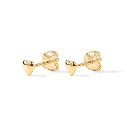 PAVOI 14K Gold Plated Dainty Stud Earrings for Women, Small Piercing Studs | Hypoallergenic Earrings with 925 Sterling Silver Posts - Bar, Dot, Heart, Triangle, Star & Cat Stud Earrings - style: Heart Mini