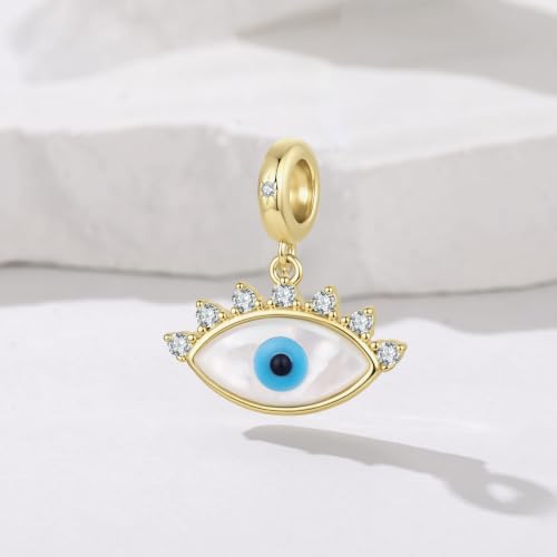 Animal Charms for Bracelets 925 Sterling Silver Bead Charms Bee Butterfly Fox Charm Fits Bracelets and Necklaces Cute Charms for Women - color: Evil eye