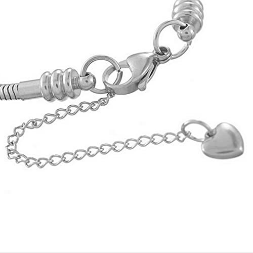 TGLS Women European Charm Bracelet Stainless Steel 3mm Snake Chain Bracelets Fits Charms Bead - style: 10 Inches