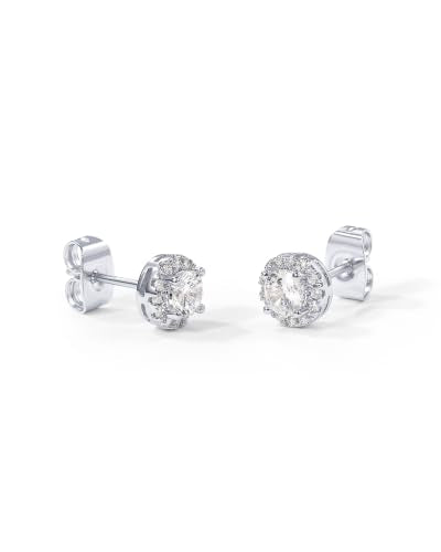 PAVOI 14K Gold Plated 925 Sterling Silver Post Brilliant Round Faux Diamond Halo Earrings - Premium Cubic Zirconia - style: 6.35mm Round