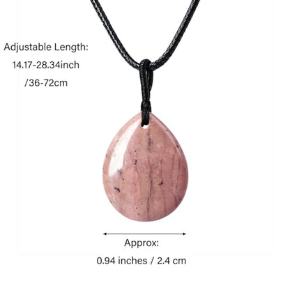 Teardrop Gemstone Necklaces for Women, Healing Crystal Pendant Necklace Birthstone Jewelry for Women - color: Rhodonite
