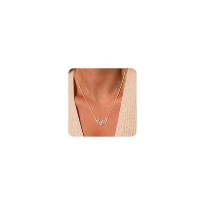 Gold Necklace for Women, Dainty 14K Gold Plated Pendant Necklaces for Women Trendy Simple Choker Chain Cubic Zirconia Circle/Interlocking/Sun/Pearl Necklace Fashion Jewelry Charm Gifts - color: CZ Flower-2