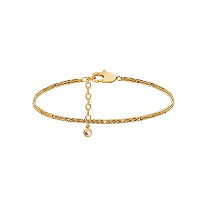 LOYATA Chain Bracelet Gold Link 14K Gold Plated Dainty Pearl Bracelet Simple Jewelry Gift for Women - style: Snake Chain