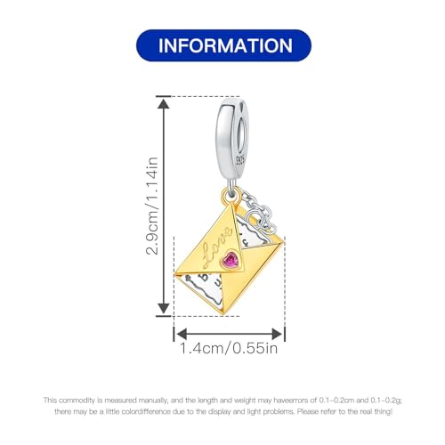 CYCUFF 925 Sterling Silver Charms Suitable for Charm Necklaces, Bracelet Pendants Beads Jewellery Gift for Women - color: Mysterious Envelope Charm