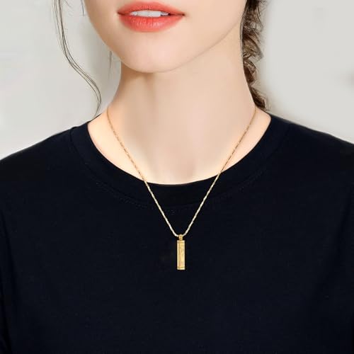 Imrsanl Tree of Life Urn Necklace for Men Women Bar Cremation Jewelry for Ashes Keepsake Ashes Necklace Pendent - color: Gold