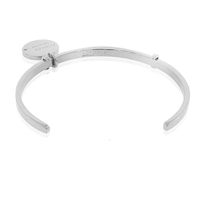 Silver-Tone CZ Friends Forever Open End Bangle Bracelet