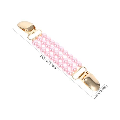 Holibanna Elegant Pink Faux Pearl Sweater Pin for Women, Metal Retro Cardigan Collar Clips with Versatile Use to Hold Sweaters and Shawls Together, for Evening Events and Parties