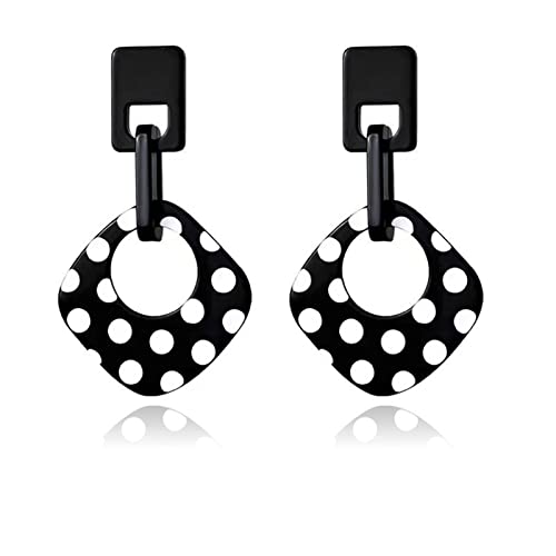 ONLYJUMP Exaggerated Geometry Earrings Acrylic Round Square Triangle Heart Dangle Earrings for Women Multilayer Bohemia Earrings Classic Retro Minimalist Earrings Statement Jewelry - color: Black A