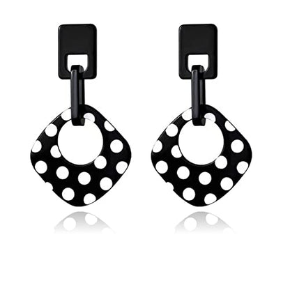 ONLYJUMP Exaggerated Geometry Earrings Acrylic Round Square Triangle Heart Dangle Earrings for Women Multilayer Bohemia Earrings Classic Retro Minimalist Earrings Statement Jewelry - color: Black A