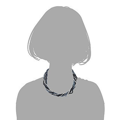 COOLSTEELANDBEYOND Multi-Layer Beads Crystal Braided Chain Choker Collar Magnetic Clasp,Statement Necklace, Bracelet - color: O1-Necklace Colorful Color-01