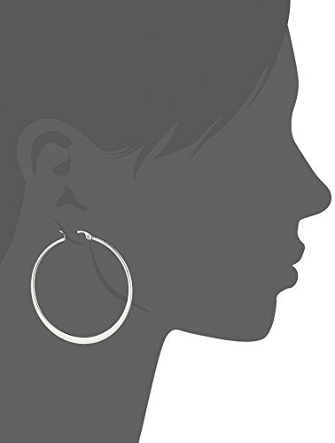 Amazon Essentials Gold Plated or Stainless Steel Flattened Hoop Earrings - color: Stainless steel, size: 50 mm