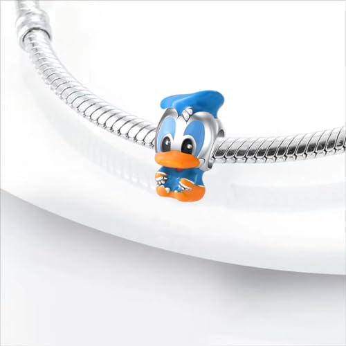 Charm for Bracelets and Necklaces Heart Cat Flower Boy 925 Sterling Silver Bead Birthday Jewelry Gift for Women - color: Blue Duck Charm