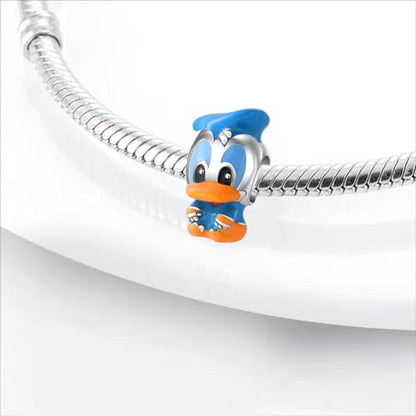Charm for Bracelets and Necklaces Heart Cat Flower Boy 925 Sterling Silver Bead Birthday Jewelry Gift for Women - color: Blue Duck Charm