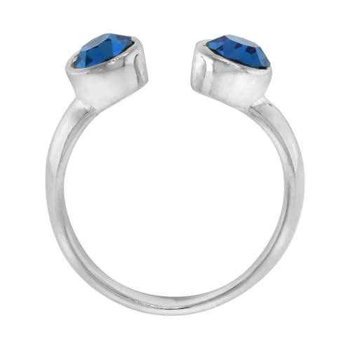 Sterling Silver Birthstone Colors Crystal Toe Ring for Women Open Top Midi Ring Knuckle Ring Adjustable sizes 2 to 4 - style: Blue Topaz Blue