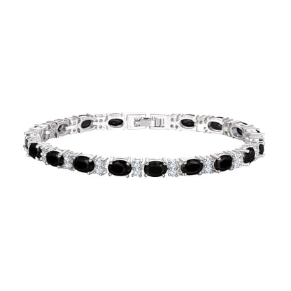 Crysdue Wedding Bridal Bracelets for Brides, Cubic Zirconia Tennis Birthstone Jewelry Gift for Women Prom - style: C_Black 8“