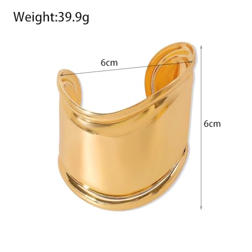 Chunky Silver Arm Cuff Bracelet for Women Trendy Thick Adjustable Wide Bicep Wrist Cuff Bangles Exaggerated Punk Open Bracelet Birthday Jewelry Gifts - color: Gold
