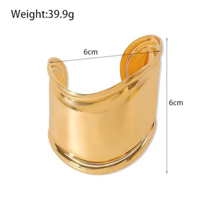 Chunky Silver Arm Cuff Bracelet for Women Trendy Thick Adjustable Wide Bicep Wrist Cuff Bangles Exaggerated Punk Open Bracelet Birthday Jewelry Gifts - color: Gold