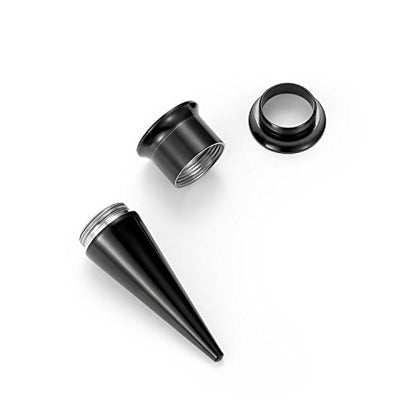 vcmart 14G-00G 36 pcs Ear Gauges Stretching Kit Tapers Plugs Eyelets Implant Grade Steel - color: Style Black