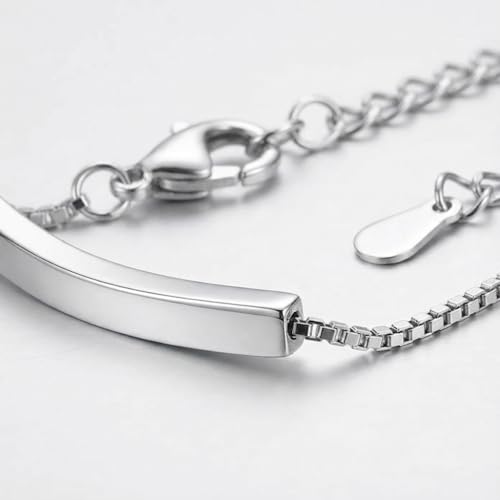 Amazon Essentials Women's Sterling Silver Horizontal Bar Necklace - Minimalist Silver Bar Pendant on Box Chain, Trendy Everyday Jewelry Gift for Women