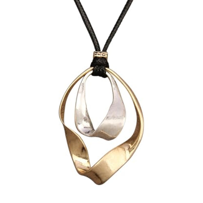 GelConnie Leather Necklace for Women Round Wooden Pendant Long Leather Choker Vintage Sweater Necklace Gold Chunky Boho Necklaces for Women - style: Boho Choker Necklace