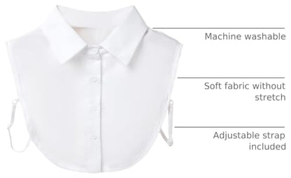 Verdusa Women's Fake Collar Detachable Dickey Collar Half Shirts Blouse - color: White