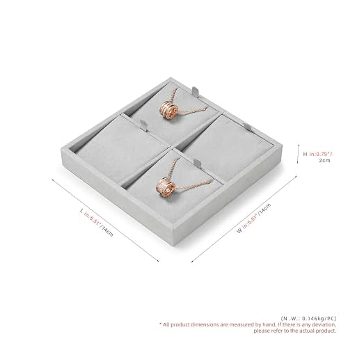 Microfiber 9 Slots Jewelry Pendant Display Tray | Jewelry Necklace Organizer Display Tray Gray - size: 5.5" x 5.49" x 0.78"
