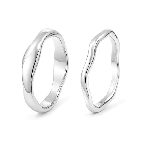 Gold Rings for Women Men Non Tarnish, Waterproof Chunky 14K Gold Plated Dainty Stackable Rings Trendy Statement Pinky Thumb Rings Engagement Eternity Wedding Band Ring Stacking Gold Jewelry Size 3 4 5 6 7 8 9 10 11 - color: Silver, size: 9