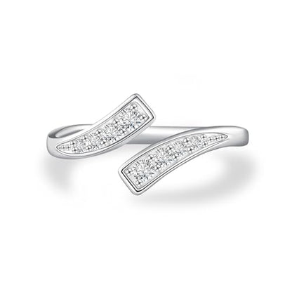 Moissanite Toe Ring for Women - 925 Sterling Silver 3mm 0.3CT Adjustable Round Moissanite Toe Ring Pinky Ring D Color VVS1 Size 3# to 7#
