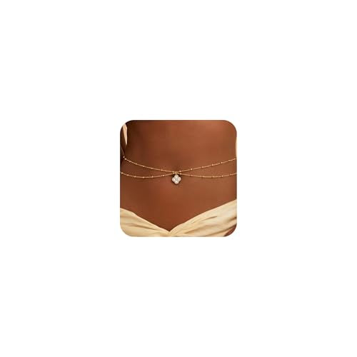 14K Gold Plated Waist Chain for Women, Layered Belly Belt Chains Beach Waist Beads Chain Waterproof Body Chain Summer Jewelry Accessories for Women - style: GD-1