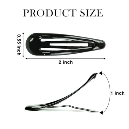 40pcs Snap Hair Clips, 2'' Hair Clip, Non-slip Black Hairpin Accessories for Women Girls, Metal Barrettes for Styling, Black - color: 2'' Black